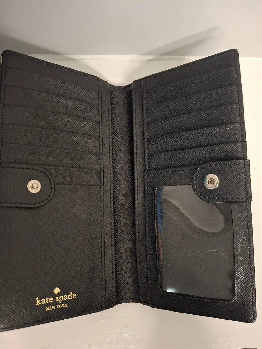 Kate Spade Eva Large Black Leather Tote & Striped Wallet Set